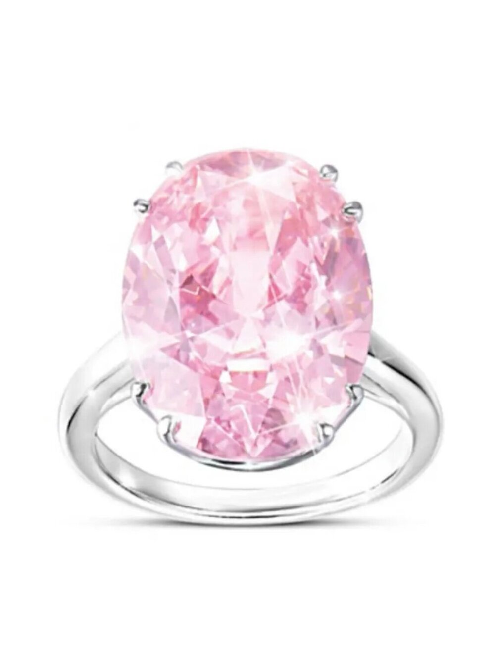 New - Elegant Cocktail Style Ring Inlaid Waterish Zirconia In Egg Shape - Size 8